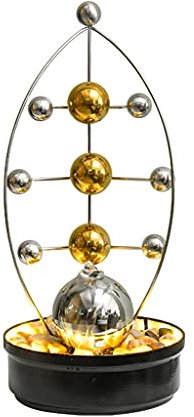 FKJLUN Indoor Water Fountain Northern Europe Simple Indoor Fountain with Multiple Golden & Silver Stainless Steel Balls, Creative Modern Desktop Decoration Relaxation Tabletop Fountain