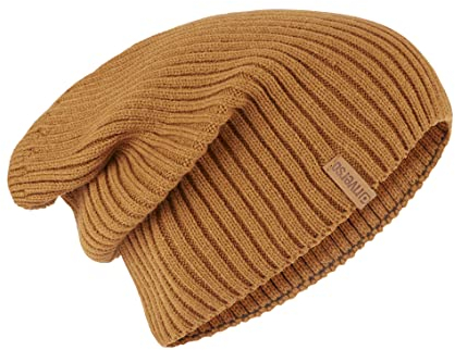 riverso Herren Slouch Beanie RIVSimon Mütze Outdoormütze Strickmütze Joggingmütze Wintermütze Basic Einfarbig Loose Fit Frühling Herbst Winter 100% Acryl Einheitsgröße (Einheitsgröße, Braun)