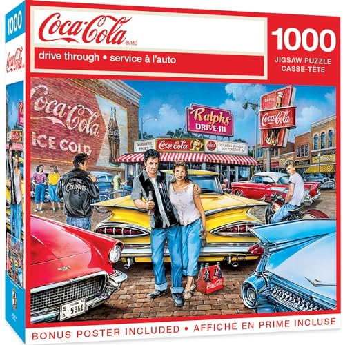 Masterpieces 1000-teiliges Puzzle für Erwachsene und Familien – Coca-Cola Drive Through – 48,9 x 67,9 cm, Team-farbe