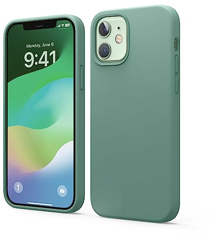 elago Liquid Silicone Case Compatible with iPhone 12 & 12 Pro Cover (6.1) - Premium Silicone, Full Body Protection : 3 Layers Shockproof Cover Case for iPhone 12, iPhone 12 Pro (Midnight Green)