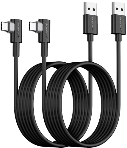SUNGUY USB C Cable 90 Degree 2M, 2-Pack Right Angle 3A Fast Charging & Data Sync USB A to USB C Cord Compatible for Samsung Galaxy S21 S20 S10 S9 S8 Plus, Note 20 10 9 8, LG V50 V40 G8 G7