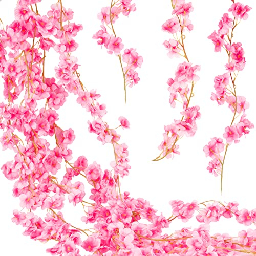 VINFUTUR 5×1.8M Künstliche Kirschblüten Girlande Seidenblumen Blumengirlande Hängende Kirschblüte Reben für Zuhause Hochzeit Party Garten Hintergrund Dekoration