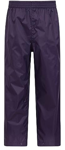 Mountain Warehouse Pakka Kids Waterproof Over Trousers - Taped Seams Rain Pants, Lightweight, Rip-Stop, Packaway Bag - for Autumn Winter, Walking, Travelling Purple Kids Size 11-12 Years