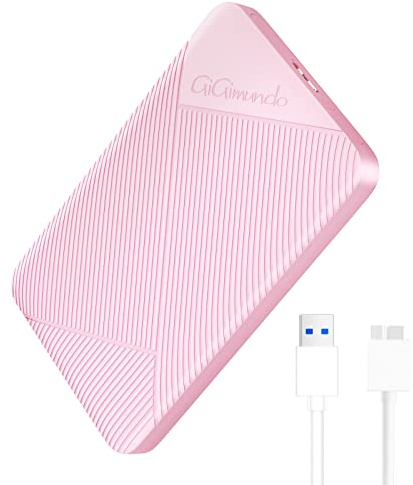 Gigimundo 2.5 Inch Hard Drive Enclosure, SATA III to USB 3.0 SSD Caddy, UASP, Tool-Free External SSD Enclosure Compatible HDD Max 9mm, Work with Xbox, PC, PS4, PS5, U3-Pink