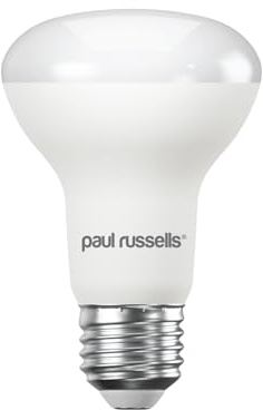 paul russells E27 Spotlight 8.5W LED Reflector R63 Light Edison Screw, 60W Equivalent Bulb, 806 Lumen, 2700K Warm White, Frosted 120° Beam Angle ES Energy Saving Lightbulbs, Pack of 1