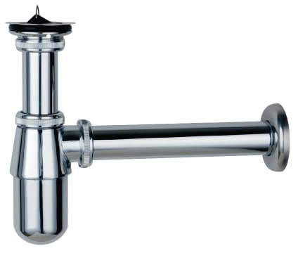 Instadrain Metall Flaschensiphon mit Ablaufventil für Waschbecken, Verchromt