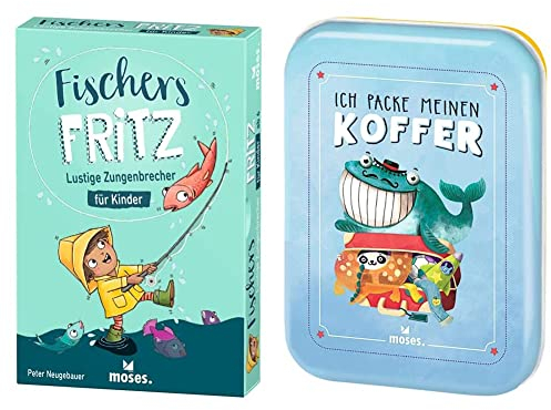 moses. 90387 Fischers Fritz, Zungenbrecher Kartenspiel zur Sprachförderung, Kinderspiel für Grundschüler & Verlag GmbH 90352 Ich packe Meinen Koffer | Kinderbeschäftigung | Kartenset, Hellblau