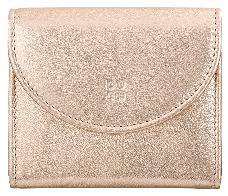 DUDU Mini Portafoglio Donna Slim in Vera Pelle con Portamonete Zip, Chiusura a Bottone, Portafogli Colorato Compatto Ballerina