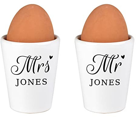 Personalised Mr & Mrs Egg Cups - couple wedding gift