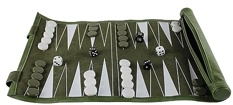 Chessgammon Travel Roll Up Backgammon-Set 33 cm (Grün) für 2 Spieler ab 0 Jahren