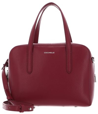 Coccinelle Leder Handtasche Schultertasche Swap Handbag Grained Leather Garnet Red weinrot