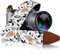 Camera Strap for DSLR and Mirrorless Camera , Shoulder Neck and Crossbody Strap with Soft Padded Webbing, Cotton Pattern for Men & Women, Best Gift for Photographers, White Leaves Classic Design
