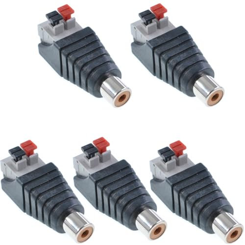 Ganasome 5 connettori RCA femmina a 2 viti morsettiera audio video a molla adattatore Balum – nessuna saldatura richiesta