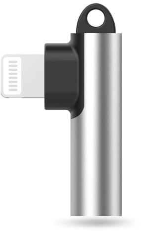 Adaptador de auriculares para iPhone, adaptador Lightning a conector de auriculares de 3.5 mm, adaptador de auriculares a iPhone, dongle para iPhone 14/13/12/11/11 Pro Max/SE/X/XR/XS/8/7 (plateado, 1