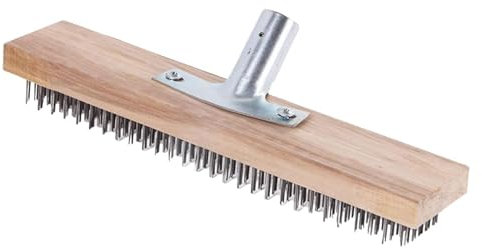 Arrovarp Escoba de alambre de acero con borde rascador y soporte de metal robusto | Escoba de metal para jardín, escoba de alambre para malas hierbas, musgo | escoba de acero | base de escoba de metal