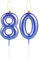 Sparkling Dark Blue 80th Birthday Number Candle, Pearl Blue Number 80 Cake Candle, Birthday Cake Topper Cupcake Girl Boy, Wedding Anniversary Decoration