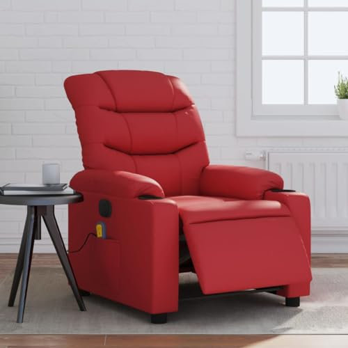 Hommdiy Massagesessel Elektrisch Rot Kunstleder Innen Massagesessel