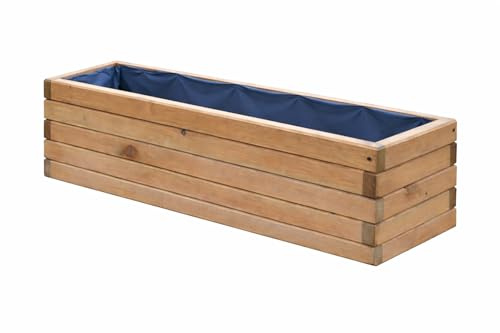Pflanzkasten Holz 100 cm – Blumenkasten Balkon & Terrasse, Pflanzkübel Wetterfest, Kräuterbeet Hochbeet Garten (D3 Eiche)