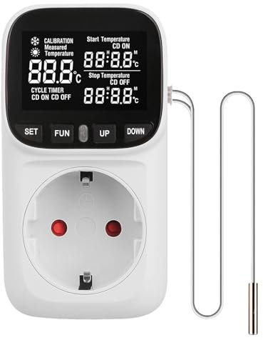 Digital Temperature Controller, Reptile Thermostat Timer Outlet Plug Socket Auto Smart AC Thermostats for Home,Greenhouse,Nest Heating Cooling Control