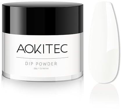 Aokitec 28 g Dip Powder, Milky White Dip Acrylic Powder for Long-lasting 28 Days+ Dipping Nail Powder for Nail Art, No Needed Nail Lamp, No Harm to the Skin around the Nails