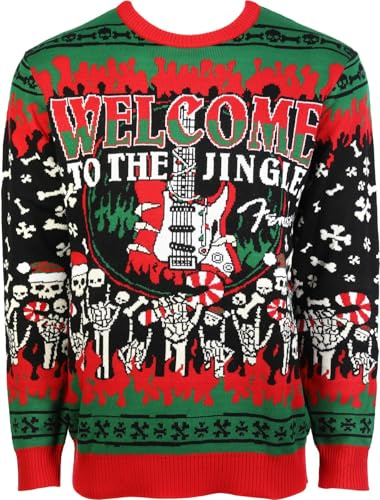 Fender Ugly Christmas Sweater, M, Gitarren- und Musikgeschenk, ideal als kleines Mitbringsel