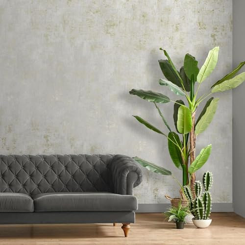 World of wallpaper Concrete Effect wallpaper Industrial Textured Style Minimalist Design for Bedrooms, Hallways, Living Rooms, Modern Interior Grey/Gold AF0026