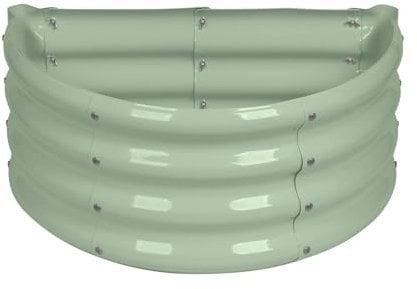 Harbour Housewares Raised Garden Bed - Green - 60 x 30cm - Semi-Circle - Bottomless Galvanised Steel Metal Planter Box for Growing Outdoor Plants, Vegetables, Flowers and Herbs