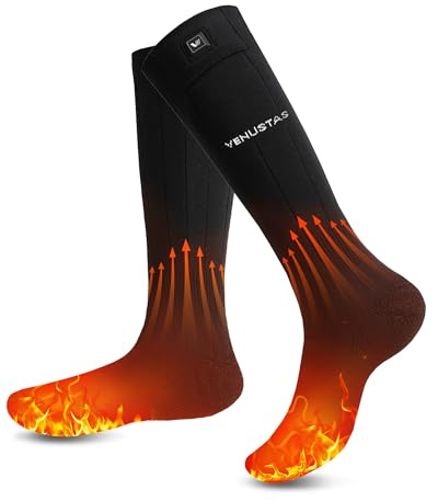 Venustas Heated Socks for Men Women, Rechargeable Electric Sock with Batteries, 3D Half-Sole Heating for Ski Hunting