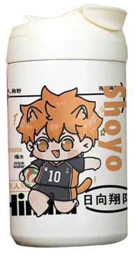 Haikyuu Tasse isotherme Anime Hinata Shoyo, Tobio Kageyama, Oikawa Tooru, gobelet en acier inoxydable avec paille, impression de dessin animé, bouteille de café pour école/bureau, 480 ml