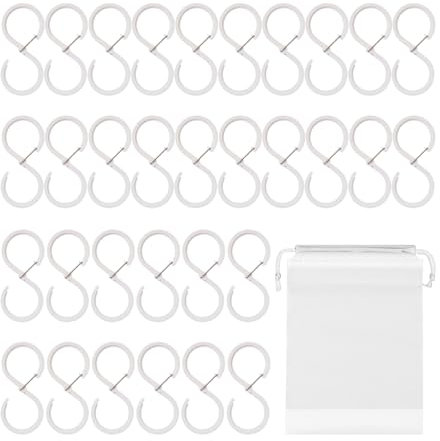 32 Pieces S-Shaped Hooks and 1 Piece Storage Bag, Anti-Fall Hooks, Multi-Purpose Hooks, Plastic Hooks, Suitable for Kitchen, Bathroom, Garden