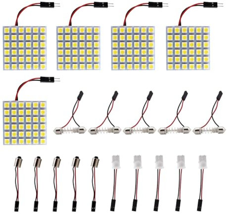 HUAZIZ 5 Pezzi LED Luce Risparmio Energetico, 5050 36 SMD Pannello Led Luce Della Cupola Auto Lettura Lampada Interna Auto DC 12V Con T10/BA9S/Festone Adattatori