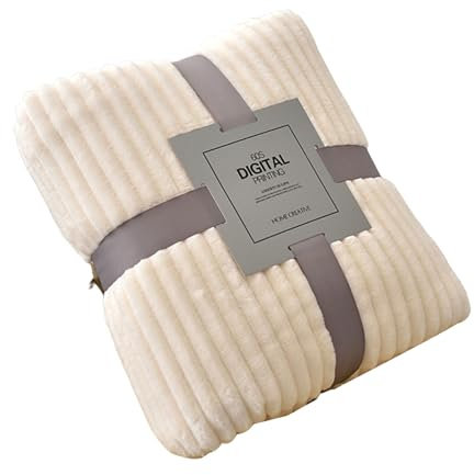 YIZITU Weiche Flanell-Decken, Winter, warme Decken für Betten, einfarbig, gestreift, Nerz-Überwurf, Sofa, Tagesdecke