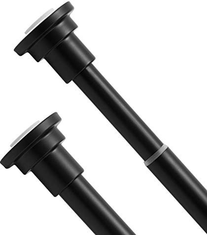 Extendable Shower Curtain Rod Telescopic Spring Tension Rod 83-150cm for Bathroom Bathtub Kitchen Wardrobes Doorways, Adjustable Hanging Pole with No Drilling, Black