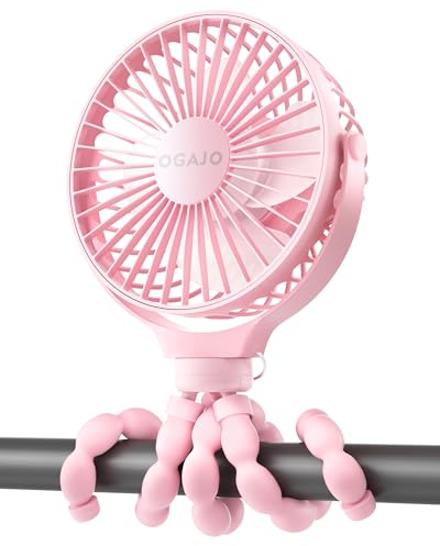 Ventilador portátil para cochecito, con trípode flexible y 3 velocidades, ventilador de asiento de coche, mini ventilador personal pequeño de mano alimentado por batería, para cochecito, cuna,