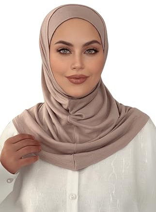 ZOKAK, Zweiteiliger Hijab, Amira-Hijab, sofortiger Hijab-Schal für Damen, praktischer Amira-Jersey-Hijab, muslimischer Sofort-Hidschab, A5 Stein, Standard