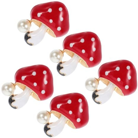 MUCKLILY 5stücke Pilz-anhänger Für Auto-lüftungsdiffusoren Diy-auto-innen-dekor Aus Kunstperlen Und Aluminiumlegierung Auto-vent-clips Zubehör