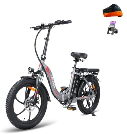 Fafrees F20 E-Bike Klapprad Elektrofahrrad 250W 36V 16AH Akku mit Superkapazität 20 Zoll Faltbares City Bike E-Mountainbike 20*3.0 Fat Tire Tragfähigkeit 130kg (grau Stil 5)
