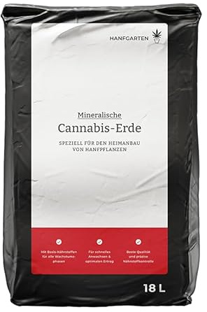 Cannabis Erde Premium Super-Grow | 18 Liter mineralische Erde für Hanfpflanzen - Vorgedüngt | Für alle Wachstumsphasen | Hanfgarten - Cannabis Experte seit 2015