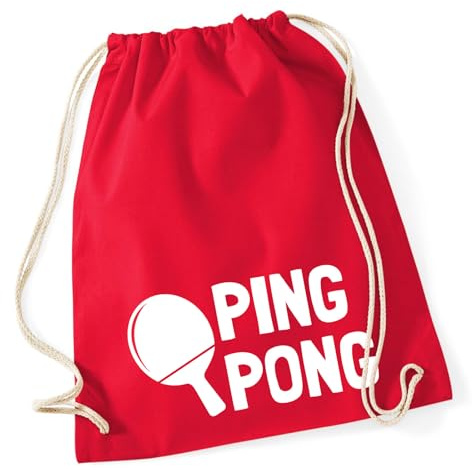 Huuraa Turnbeutel Ping Pong Tischtennis 12 Liter Classic Red Baumwolle Rucksack Geschenkidee
