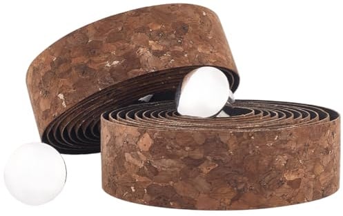 GORGECRAFT 2 Rolle 4.3 m Braunes Fahrradlenkerband Aus Eva Schaum Weicher Vintage Kork Stoßdämpfendes Lenkerband Für Rennräder Mit 2 Steckern Und Aufklebern Für Fahrräder Und Indoor Spinbikes