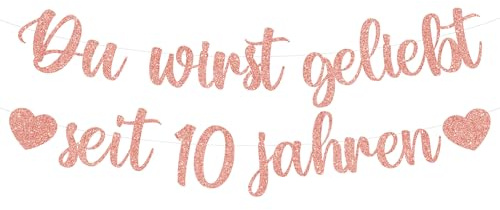 Tasoraor Deko 10 Geburtstag Mädchen Girlande - 10. Geburtstagsdeko Du Wirst Geliebt Seit 10 Jahren Banner, Rosegold Geburtstagsgirlande für 10 Kindergeburtstag Dekoration