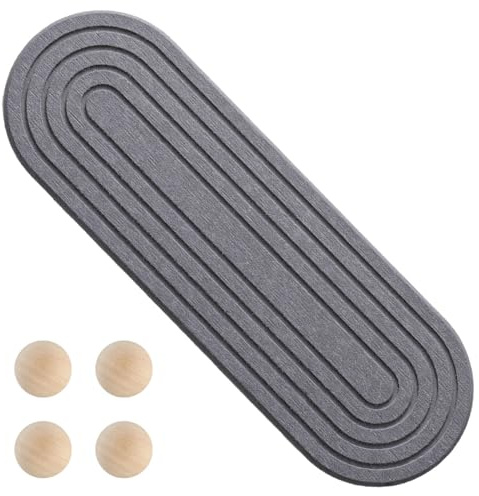 MIOYOOW Plateau de Salle de Bain, Plateau en Diatomées l'eau pour Évier, Porte-Savon de Comptoir, Tapis de Pierre Absorbante, Porte-éponge Absorbant l'eau avec 4 Patins en Bois pour Salle de Bain