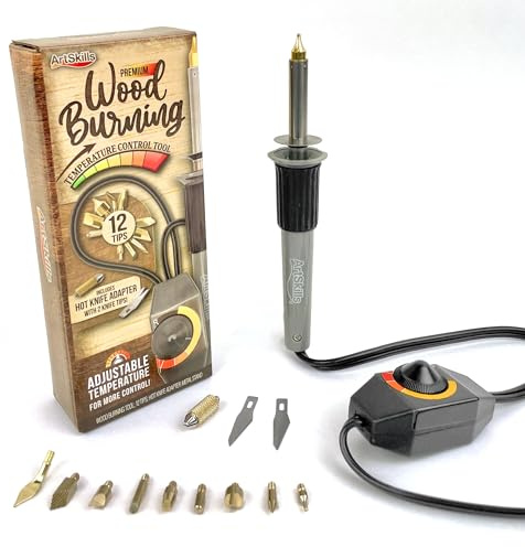 ArtSkills Wood Burning Tool Kit for Adults Teens & Beginners – 16 Piece Complete Woodburning Kit with Adjustable Temperature Wood Burning Pen, 12 Tips, Hot Knife Adapter – Wood Engraver for DIY Crafts