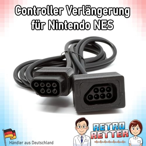 RetroRetter 1,8m Controller Verlängerung für Nintendo NES - 7Pin Verlängerungskabel GamePad Kabel