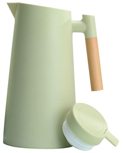 Toyvian Vacuum Insulated Water Jug Large Capacity Thermal Flask with Glass Liner Green Home and Camping Water Bottle for Hot and Cold Drinks