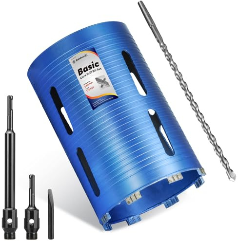 DaduoRi 162mm x 240mm Long Core Drill Bit Set with 240mm,110mm SDS Plus Adaptor & Centre Pilot Bit,Diamond Core Drill Set for Brick Block Masonry Stone,1/2 BSP Thread
