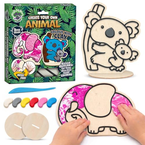 Splat Planet Capybara Knetmasse-Malset für Kinder – 2er-Pack DIY 3D-Knetkunst-Set mit lufttrocknender Knete, sauberes Kneten, kreatives Bastelset für Kinder, Capybara-Bastelgeschenk. Maße: 20 x 20 cm