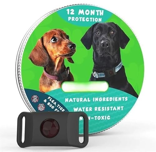 Generisch Floh- und Zeckenschutz Anhänger für Hunde – Natürlicher Schutz ohne Chemie – Nachfüllbare Halsband-Alternative(Black)
