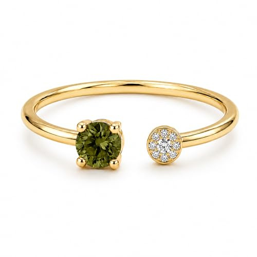 Aidenn Geburtsstein Ring Damen Gold Frauen Verstellbar 14K Vergoldet Zirkonia Ring mit Stein Offen Stapelring Statement Schmuck Geschenk