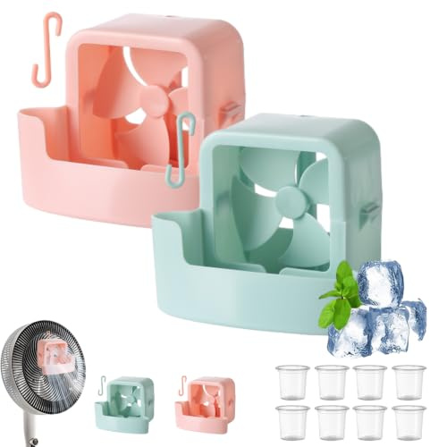 No Drill Hanging Fan Cooler with 4 Reusable Ice Cups, Cooling Fan Ice Attachment, Home Office Bedroom Outdoor Use Balcony Festival Patio Outdoor Tent (2pcs-3)